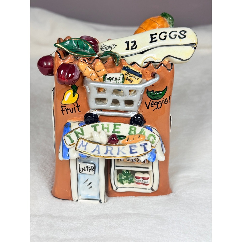 Blue Sky 2003 In The Bag Market Figurine Heather Goldminc Ceramic Grocery Statue